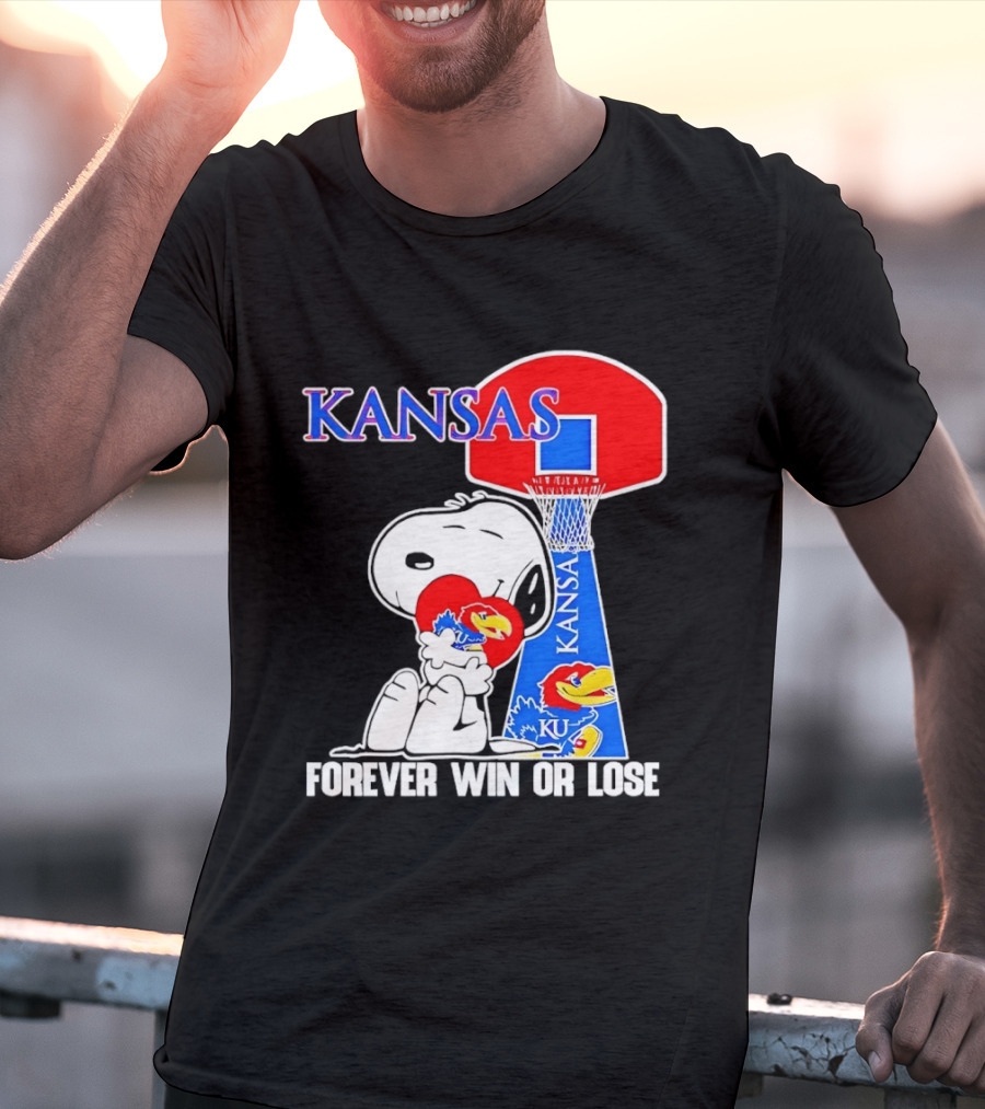 Kansas Jayhawks Basketball Snoopy Forever Win Or Lose T-Shirt