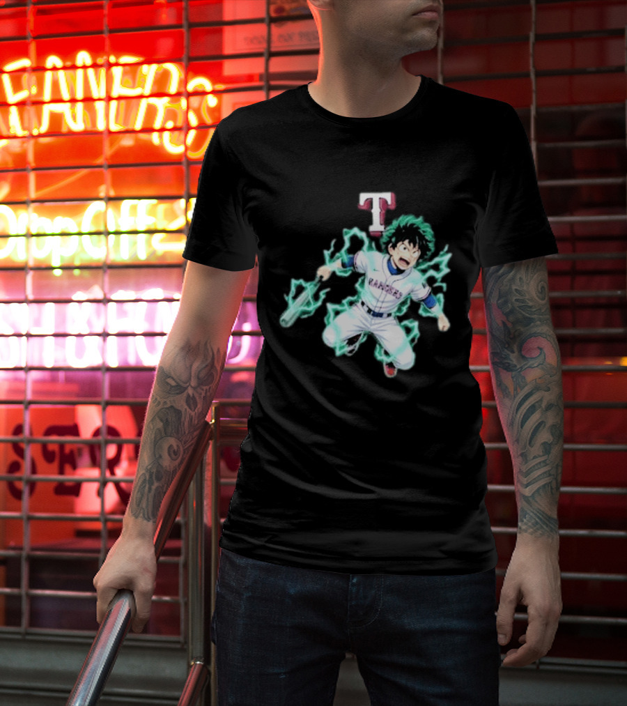 Deku My Hero Academia 2026 Texas Rangers MLB Collaboration Anime T-Shirt