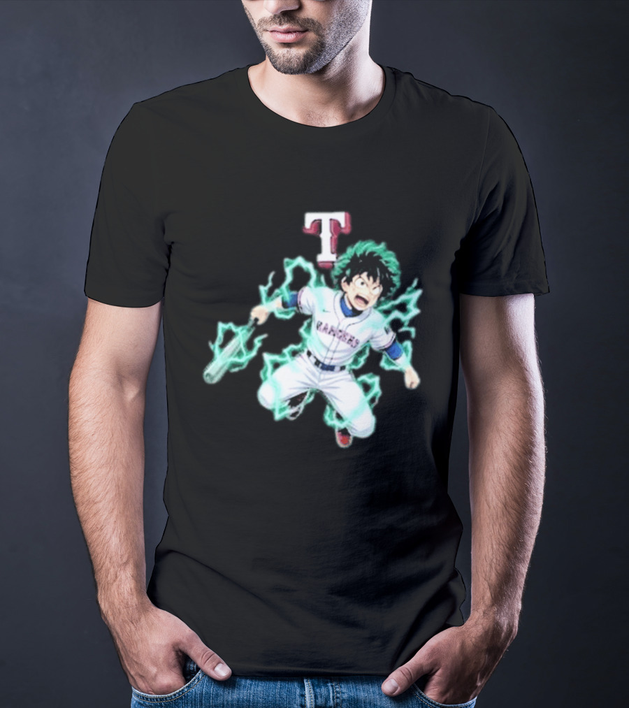 Deku My Hero Academia 2026 Texas Rangers MLB Collaboration Anime T-Shirt