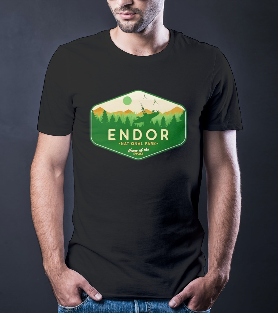 Endor National Park Home Of The Ewoks Forest Landscape Spaceships T-Shirt