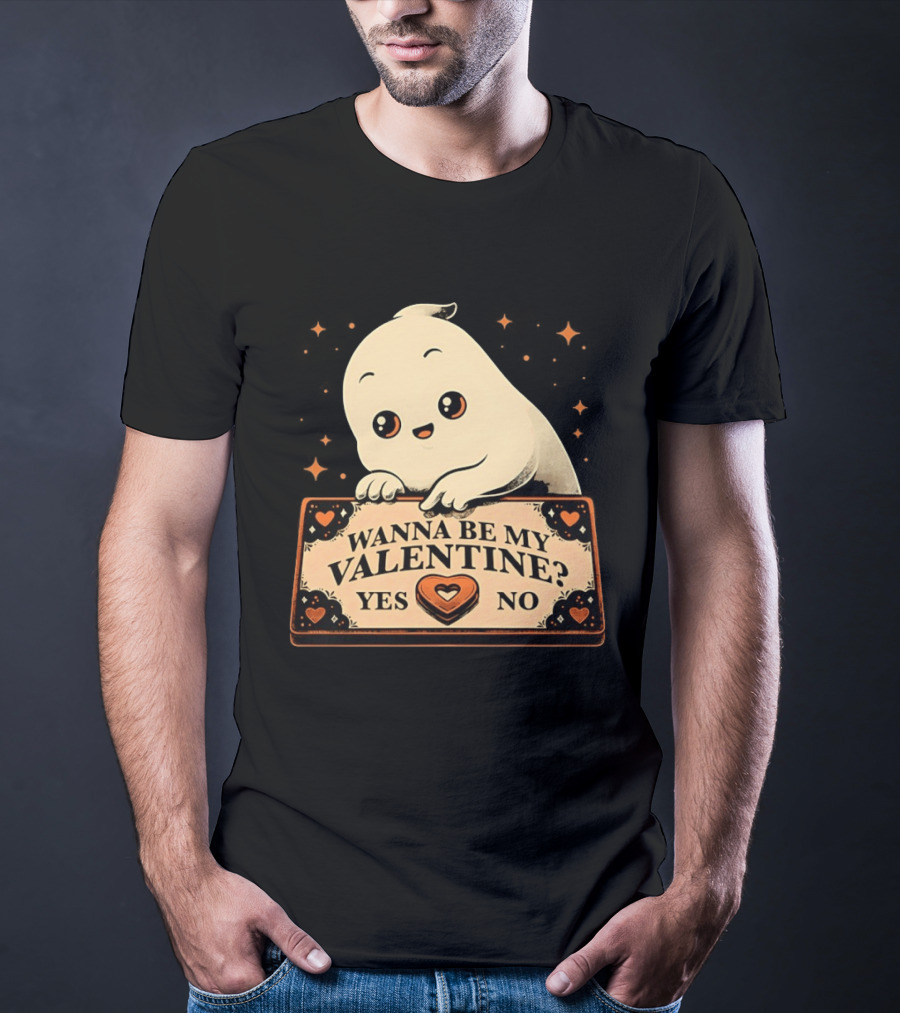 Ghost Ouija Wanna Be My Valentine Yes No Cute Valentine's Day Spirit T-Shirt