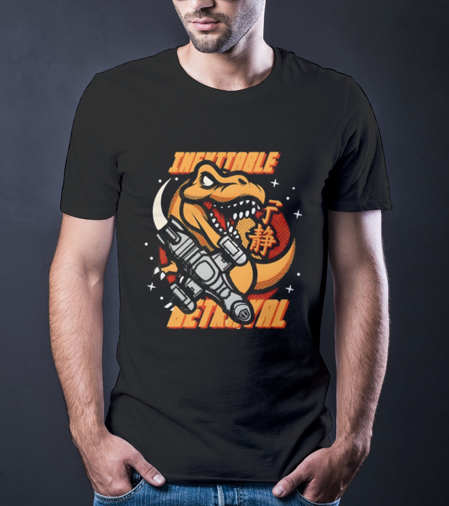 Inevitable Betrayal Dinosaur Retro Style With Robot T-Shirt