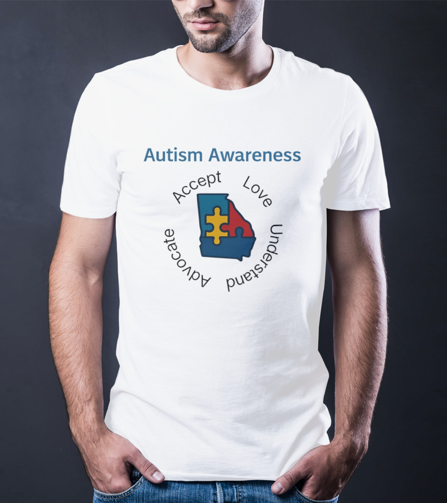 Autism Awareness Georgia Puzzle Piece Accept Love Understand Advocate T-Shirt