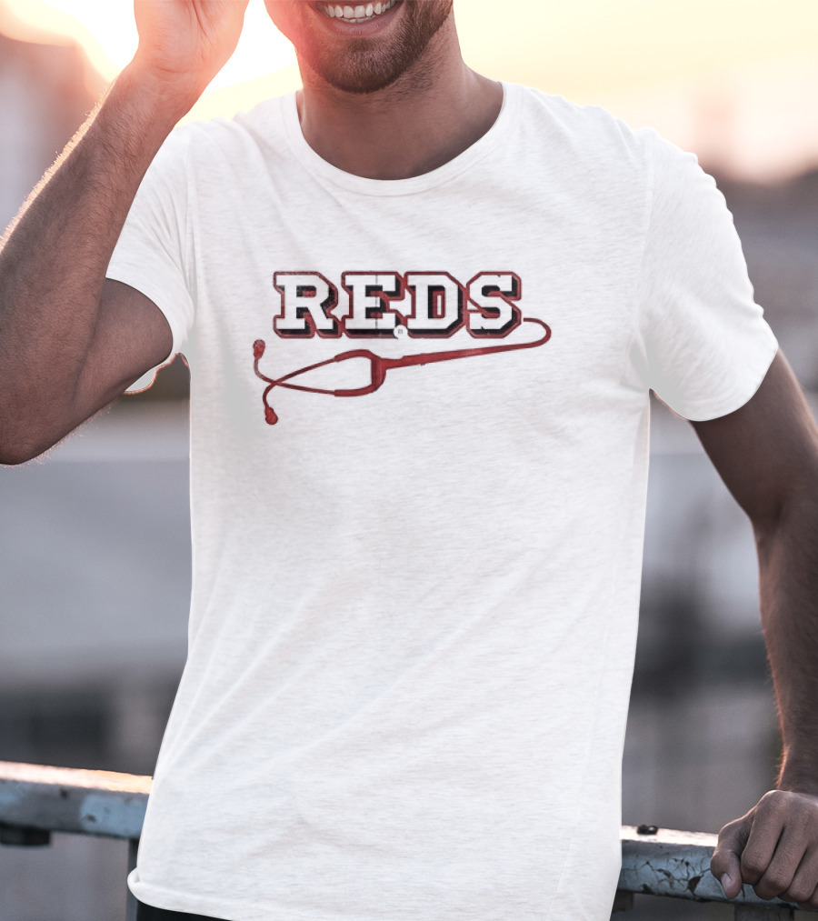 Cincinnati Reds Healthcare Appreciation Stethoscope Heartbeat T-Shirt