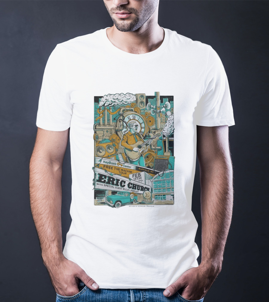 Eric Church Free The Machine Tour 2026 KeyBank Center Buffalo NY Feb 13 With Special Guest Ella Langley T-Shirt