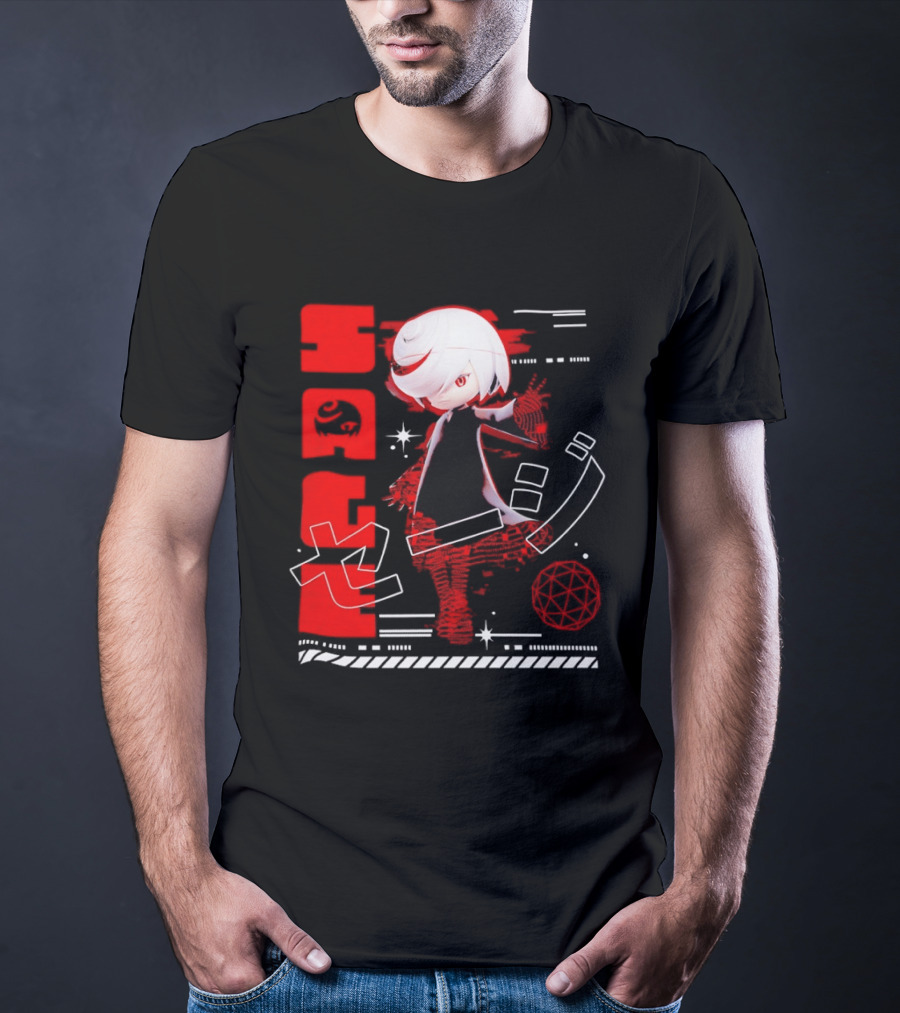 Sage Frontiers Character Illustration With Bold Red T-Shirt