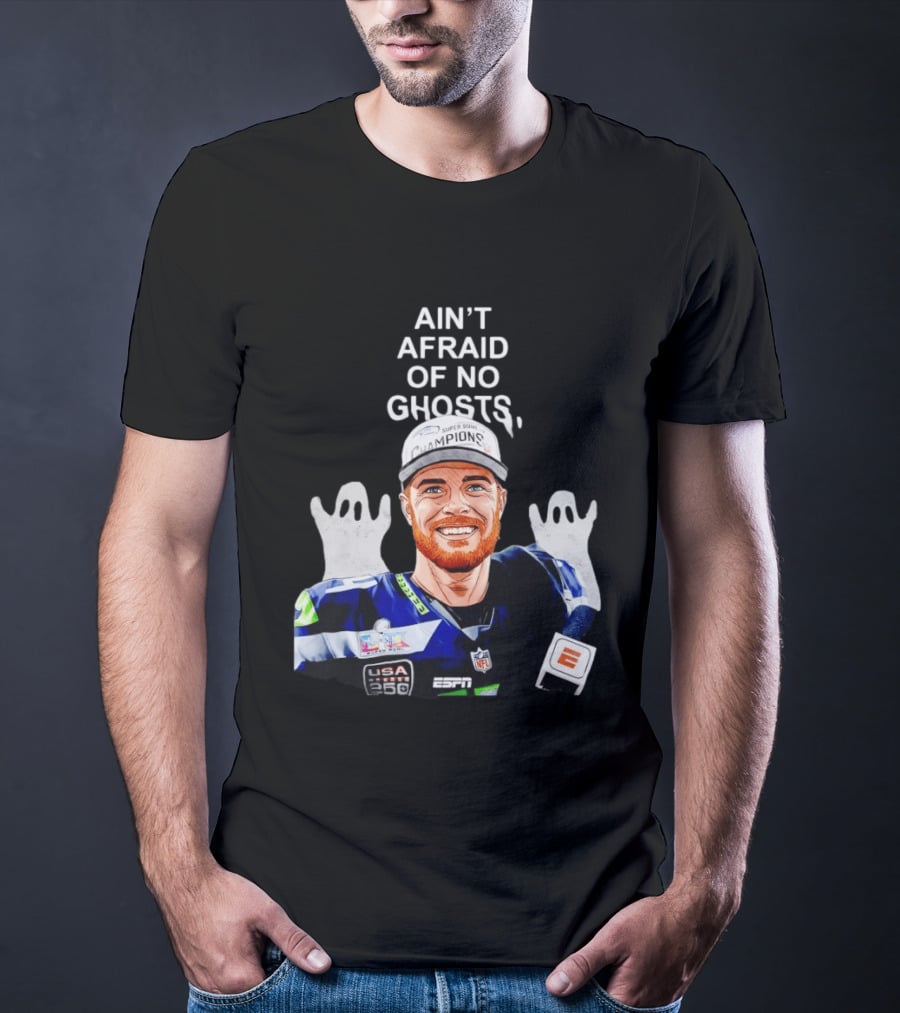 Ain't Afraid Of No Ghosts Seattle Super Bowl Champions ESPN NFL T-Shirt