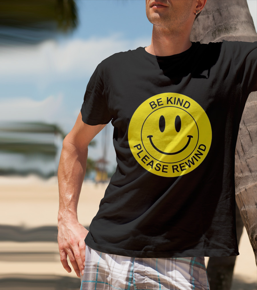 Be Kind Please Rewind Smiley Face Nostalgic Reminder T-Shirt