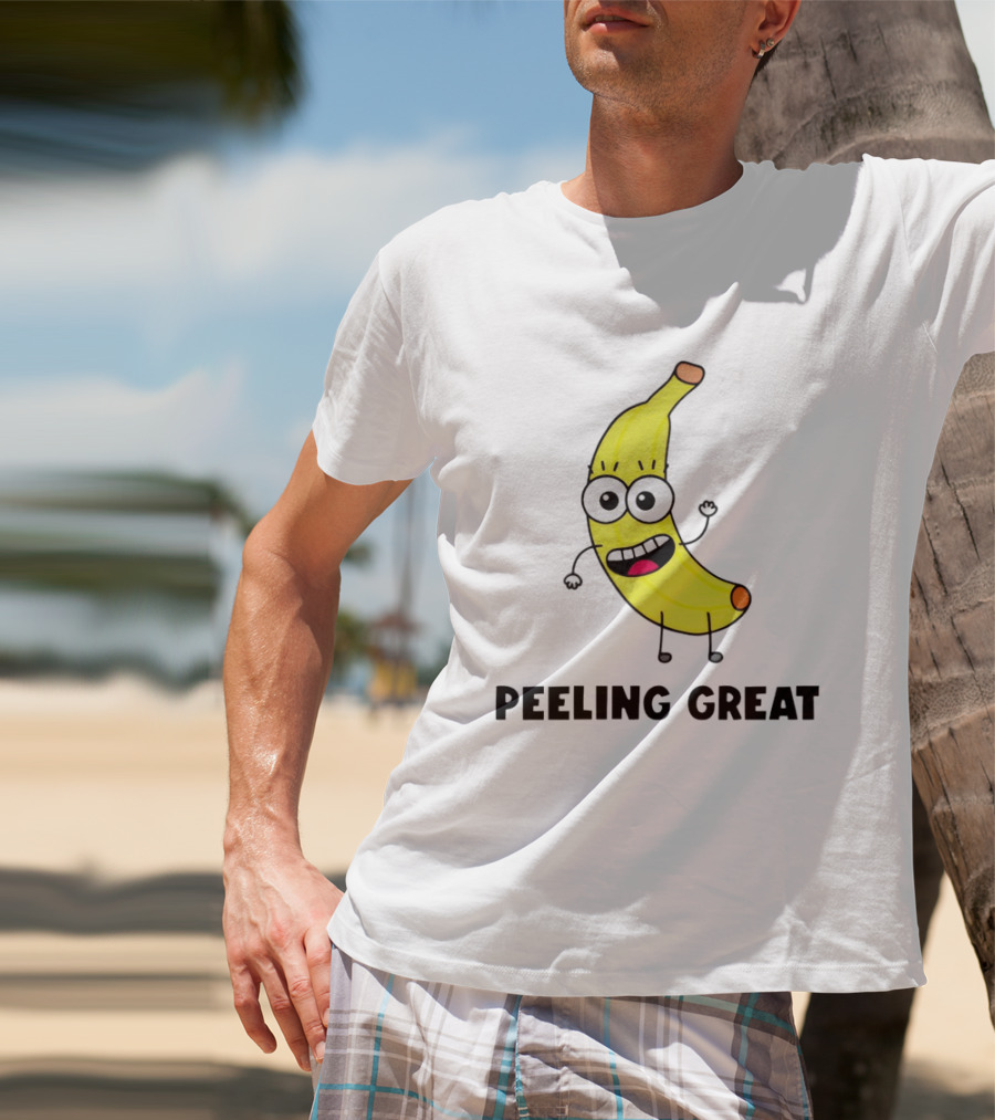 Peeling Great Banana Cartoon Character Fun Expression T-Shirt