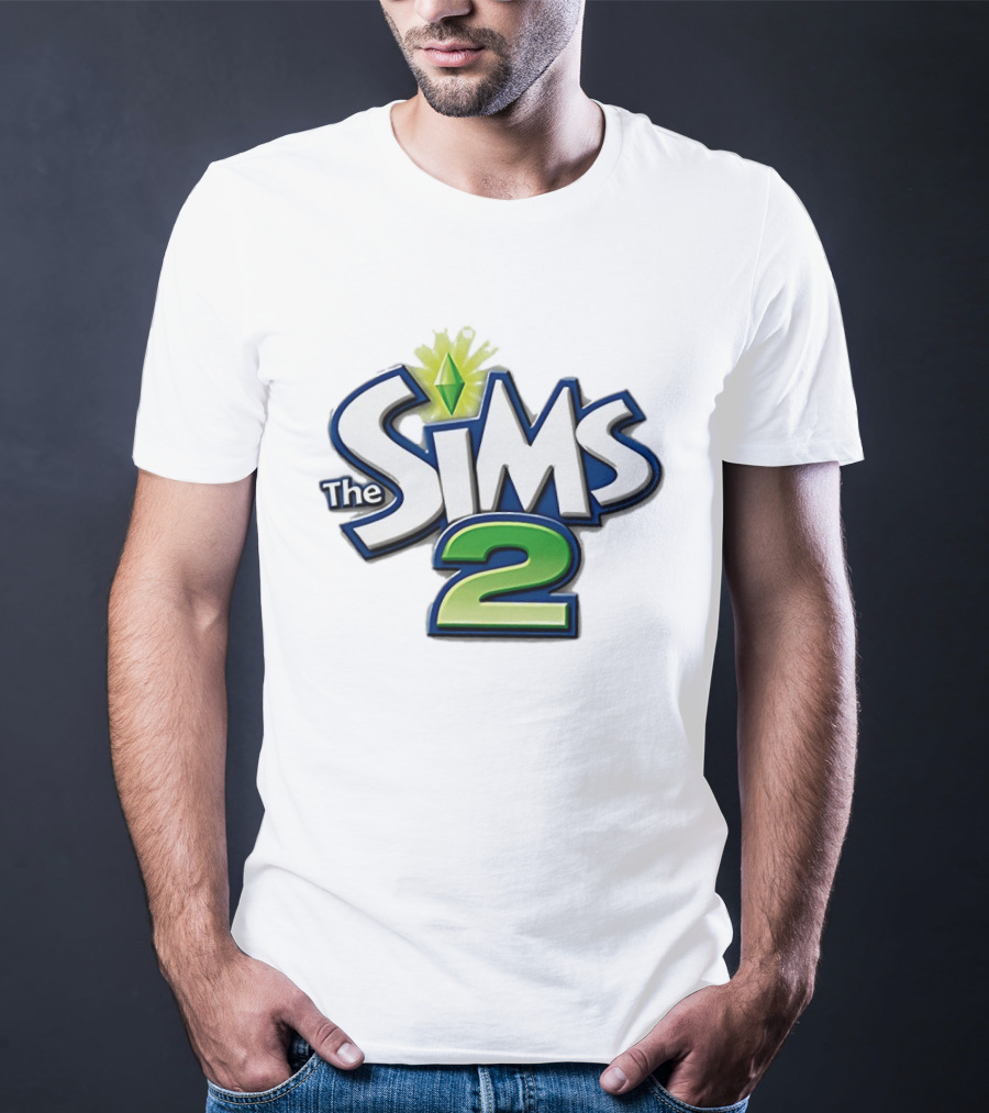 The Sims 2 Iconic Green Plumbob Logo With Classic Blue And Green T-Shirt