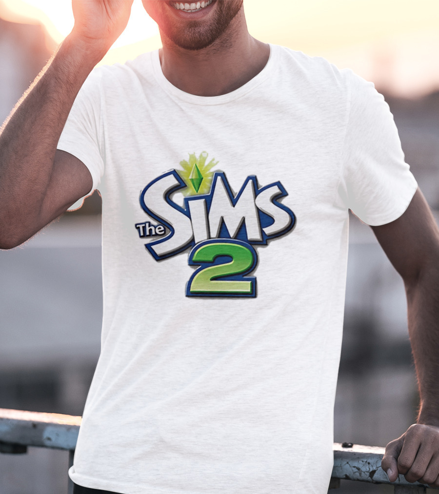 The Sims 2 Iconic Green Plumbob Logo With Classic Blue And Green T-Shirt