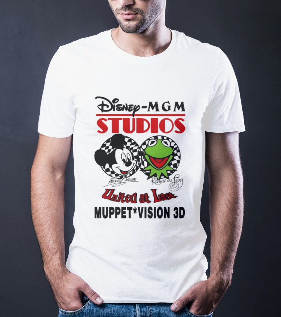 Disney MGM Studios United At Last Mickey Mouse Kermit The Frog Muppet Vision 3D T-Shirt
