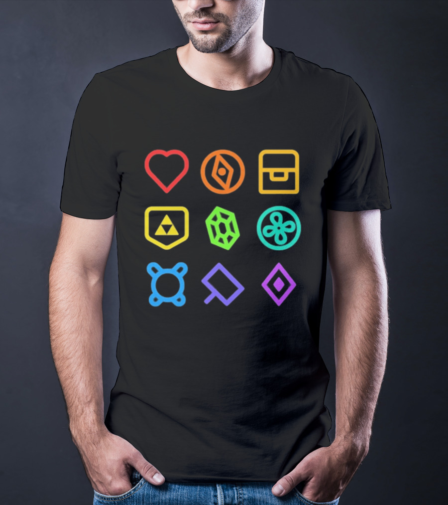 Zeldathon Triforce Heart Compass Chest Neon T-Shirt