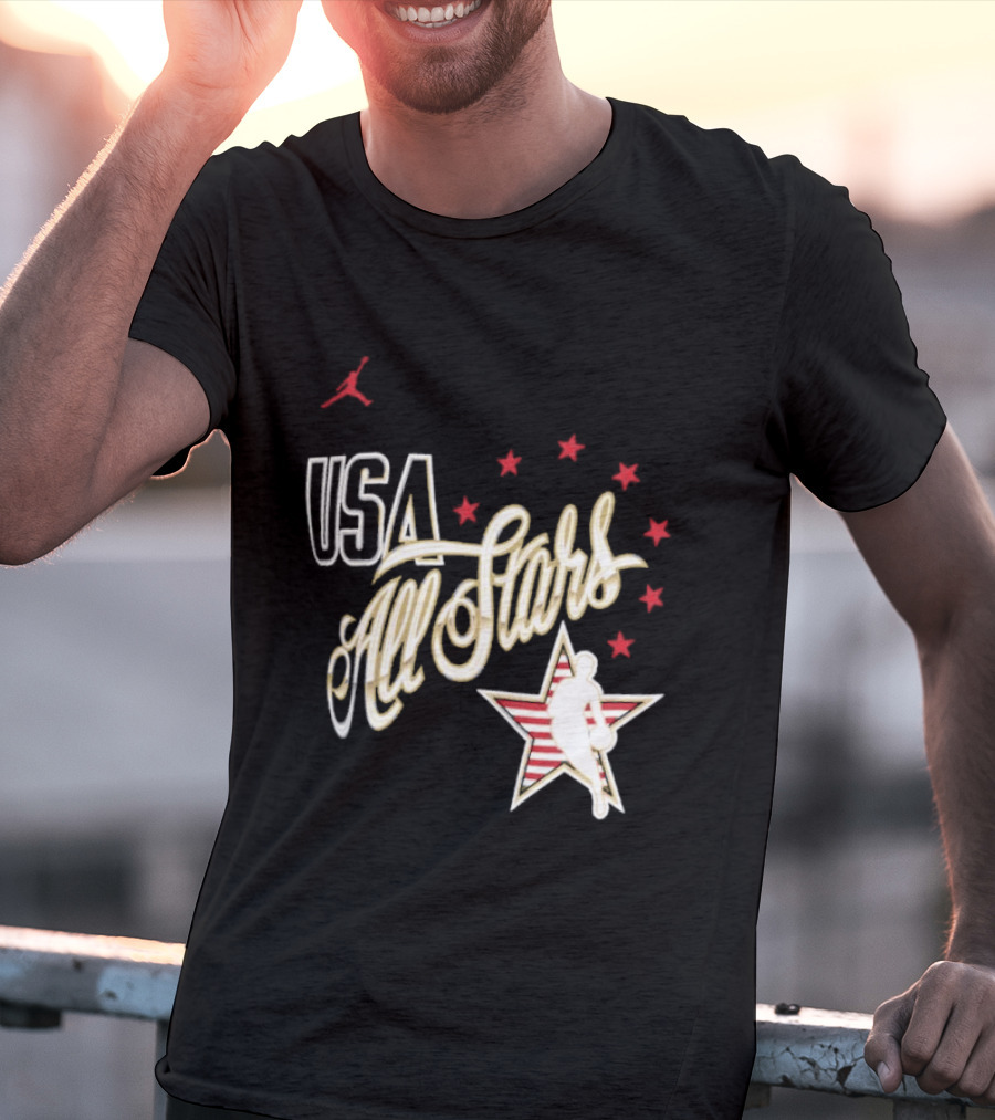 USA All Stars Basketball Team Icon With Red Star T-Shirt