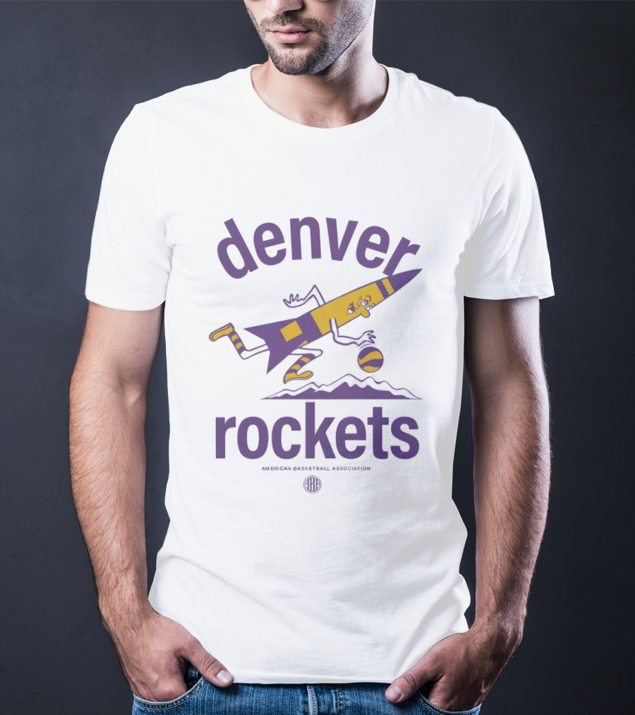 Denver Rockets Dribbling Rocket ABA Basketball Vintage Retro Denver Rockies T-Shirt