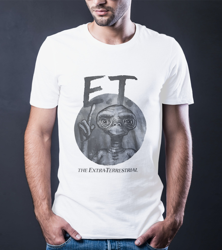 ET The Extra Terrestrial Iconic Finger Pose Black And White T-Shirt