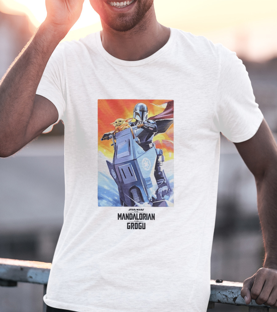 Star Wars The Mandalorian Grogu Riding Speeder Bike Adventure T-Shirt
