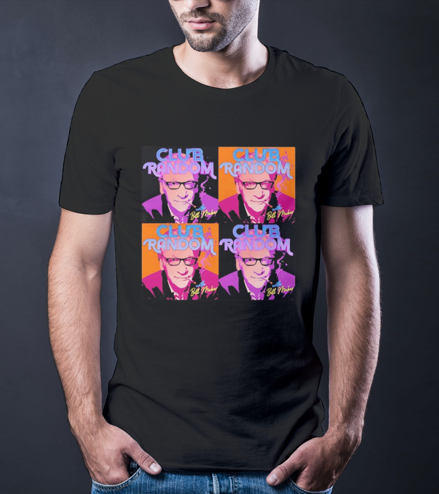 CLUB RANDOM With Bill Maher Pop Art Style Quad Image T-Shirt