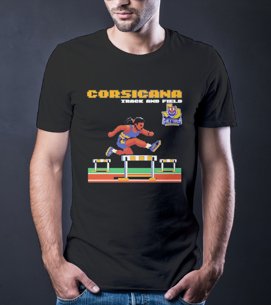 Corsicana Girls Track Female Hurdle Pixel Art Tiger T-Shirt