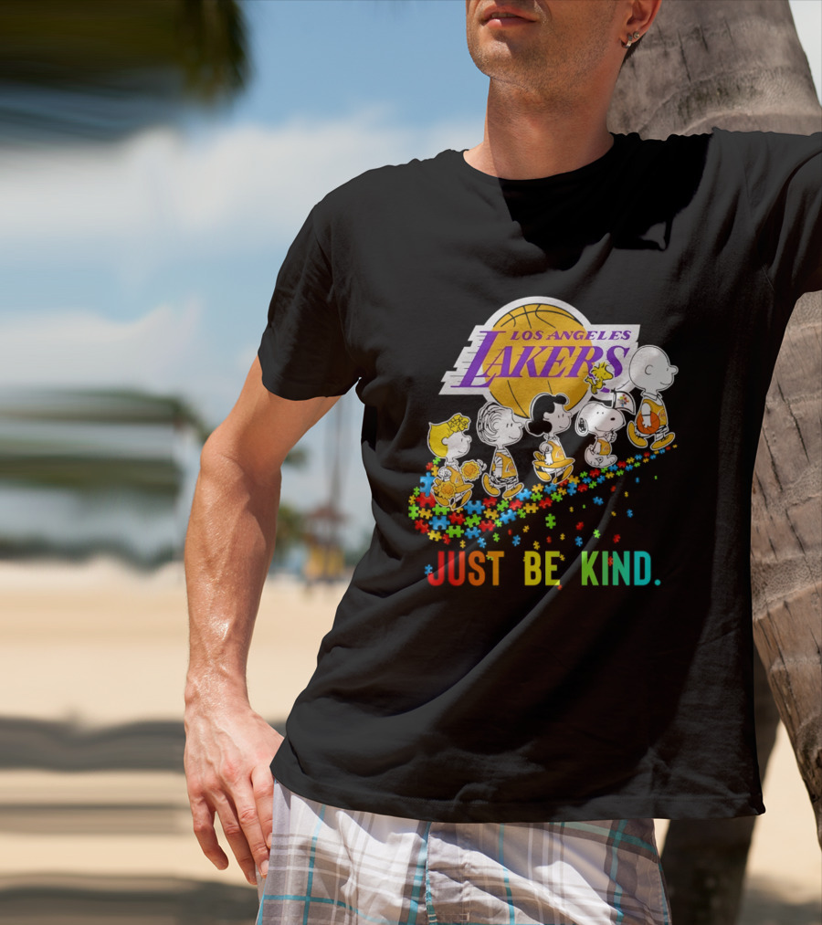 Los Angeles Lakers Peanuts Snoopy Friends Abbey Road Just Be Kind T-Shirt
