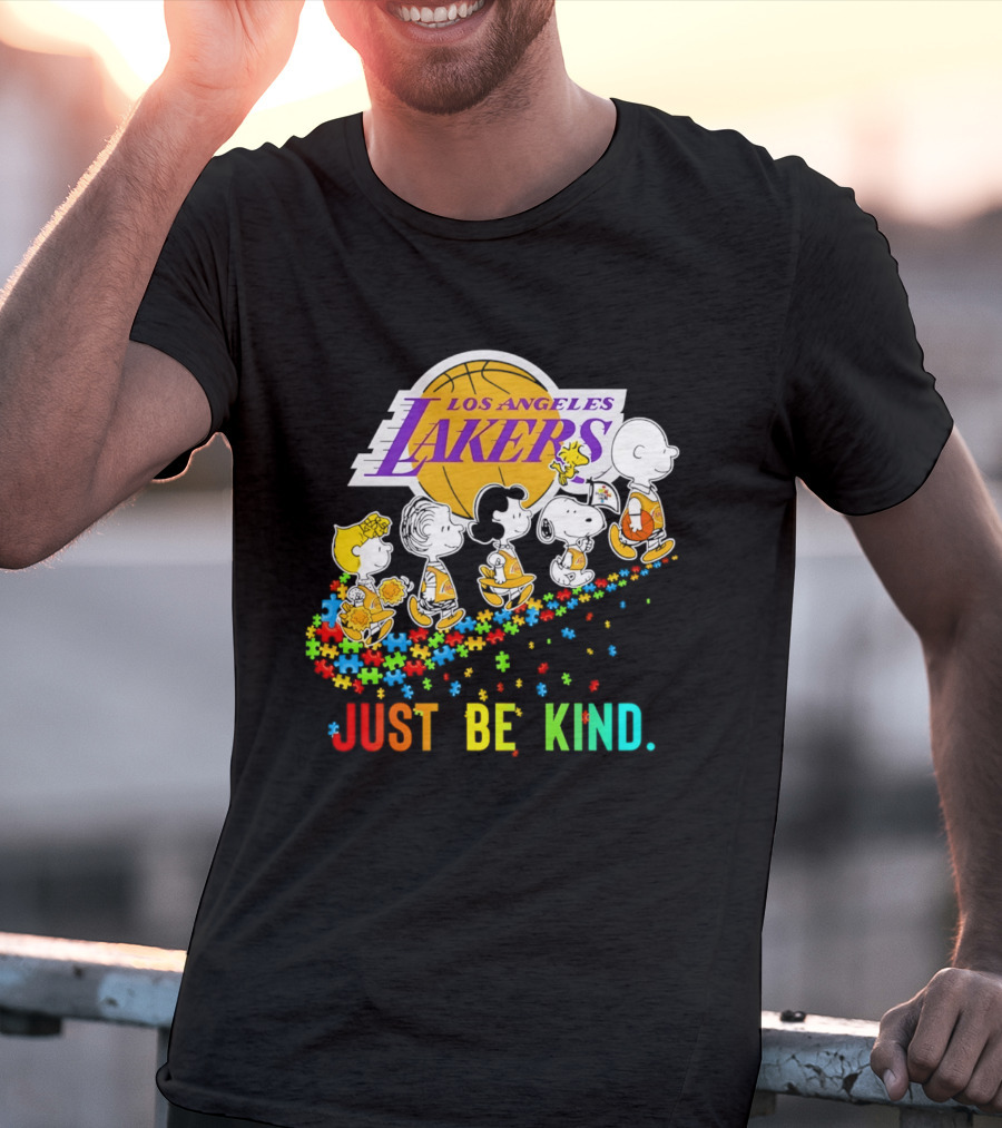Los Angeles Lakers Peanuts Snoopy Friends Abbey Road Just Be Kind T-Shirt