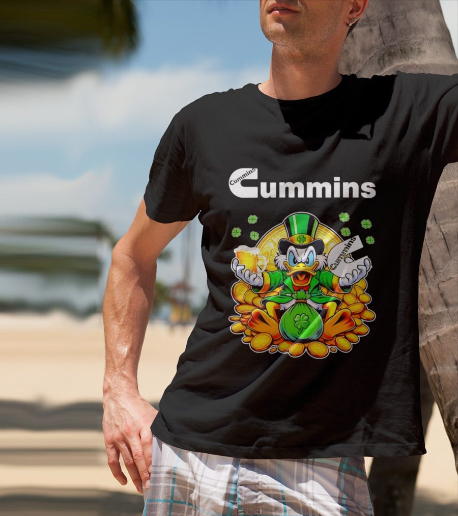 Cummins Scrooge McDuck St Patricks Day Coins And Beer Celebration T-Shirt