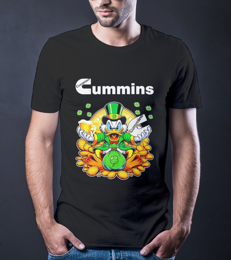 Cummins Scrooge McDuck St Patricks Day Coins And Beer Celebration T-Shirt