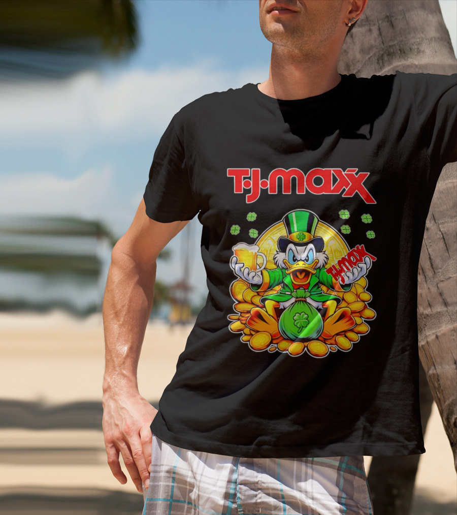TJ Maxx Scrooge McDuck St Patricks Day Coins Beer T-Shirt