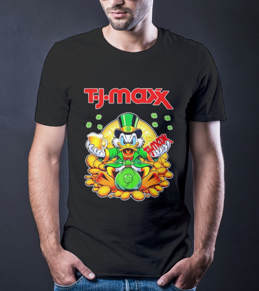 TJ Maxx Scrooge McDuck St Patricks Day Coins Beer T-Shirt