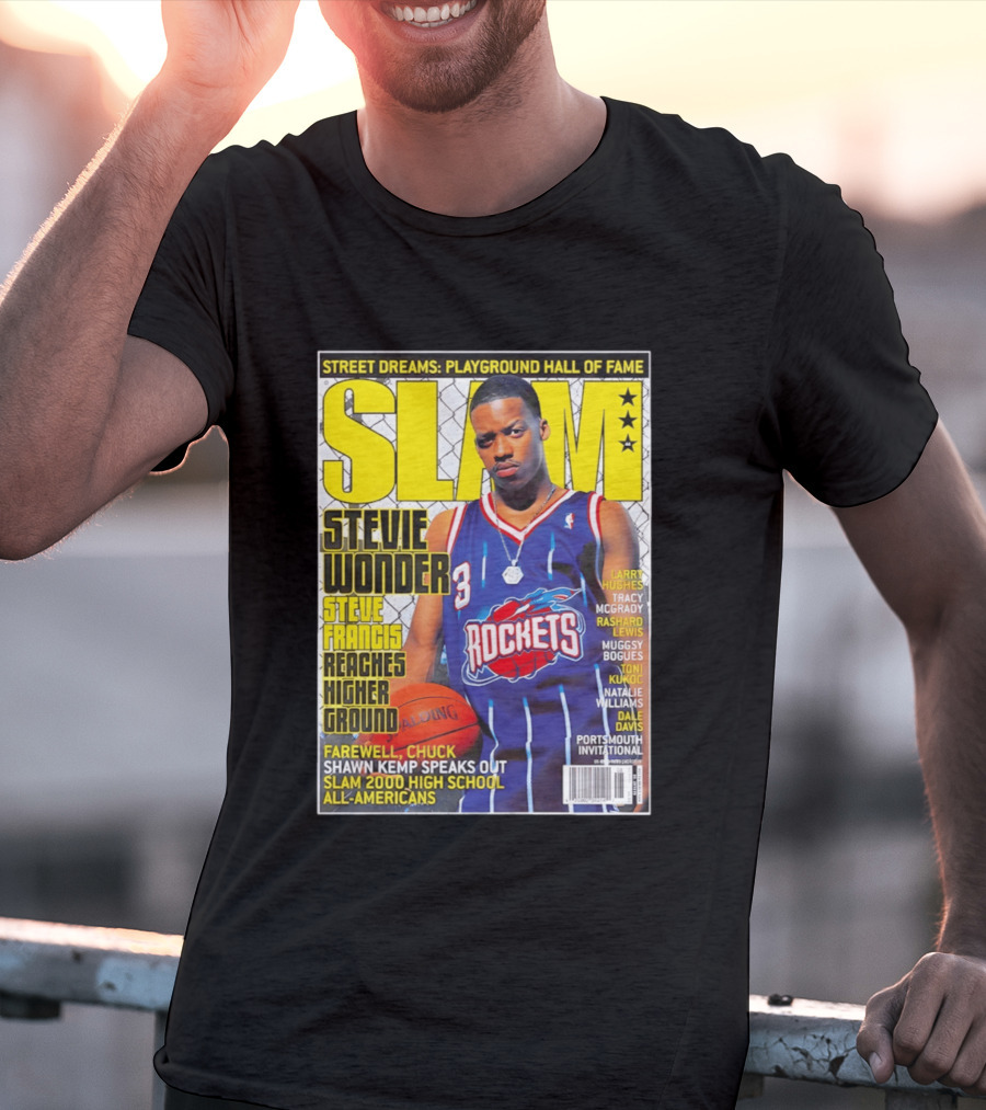 SLAM Stevie Wonder Steve Francis Reaches Higher Ground Rockets Basketball T-Shirt