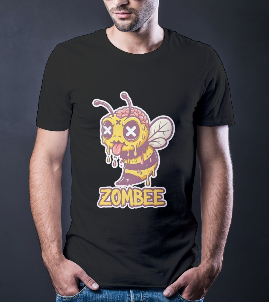 Zombee Dripping Brain Honey Zombie Insect Pun T-Shirt