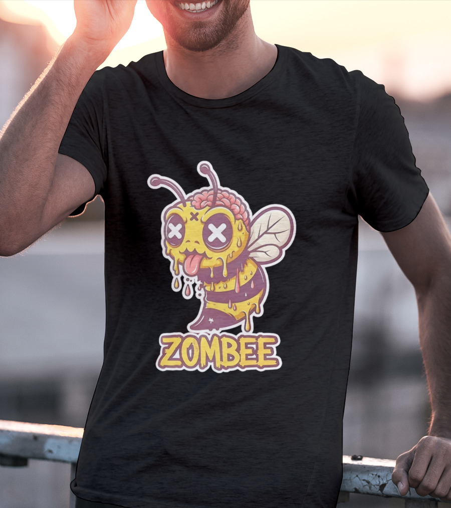 Zombee Dripping Brain Honey Zombie Insect Pun T-Shirt