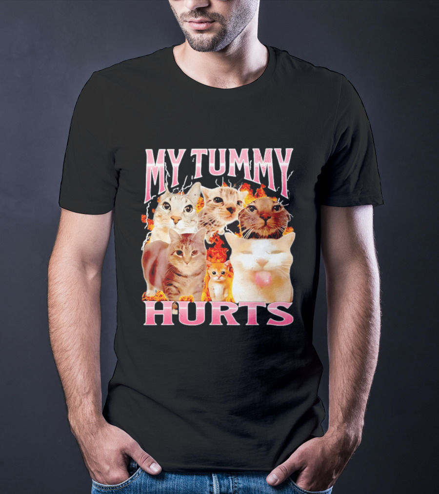 My Tummy Hurts Funny Cat Compilation T-Shirt