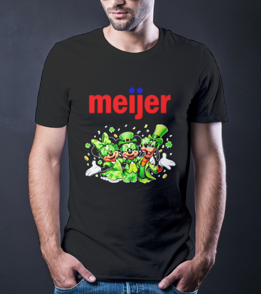 Meijer St Patrick's Day Mickey Mouse Characters In Green Attire T-Shirt
