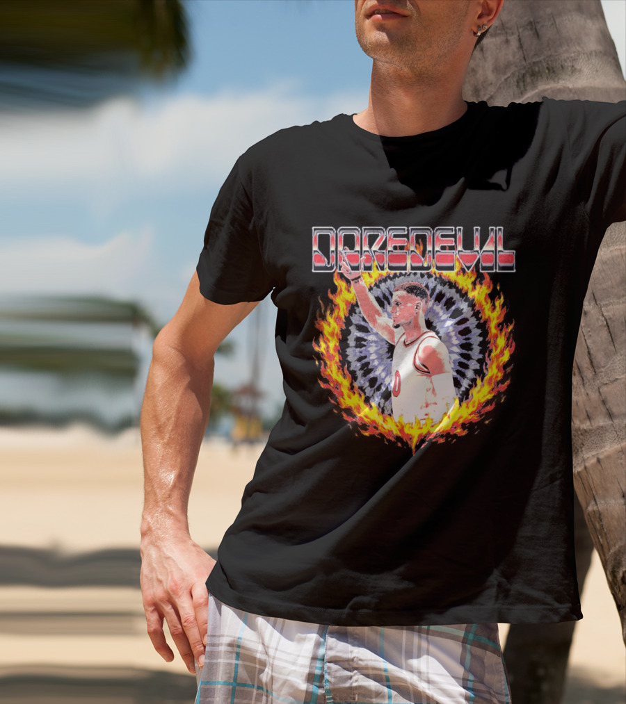 Daredevil Basketball Player In Fire Ring T-Shirt