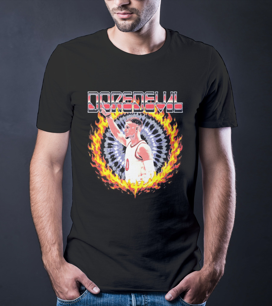 Daredevil Basketball Player In Fire Ring T-Shirt