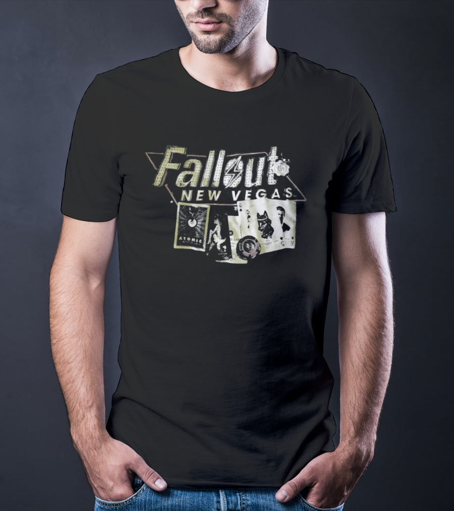 Fallout New Vegas Retro Vault Boy Playing Cards T-Shirt