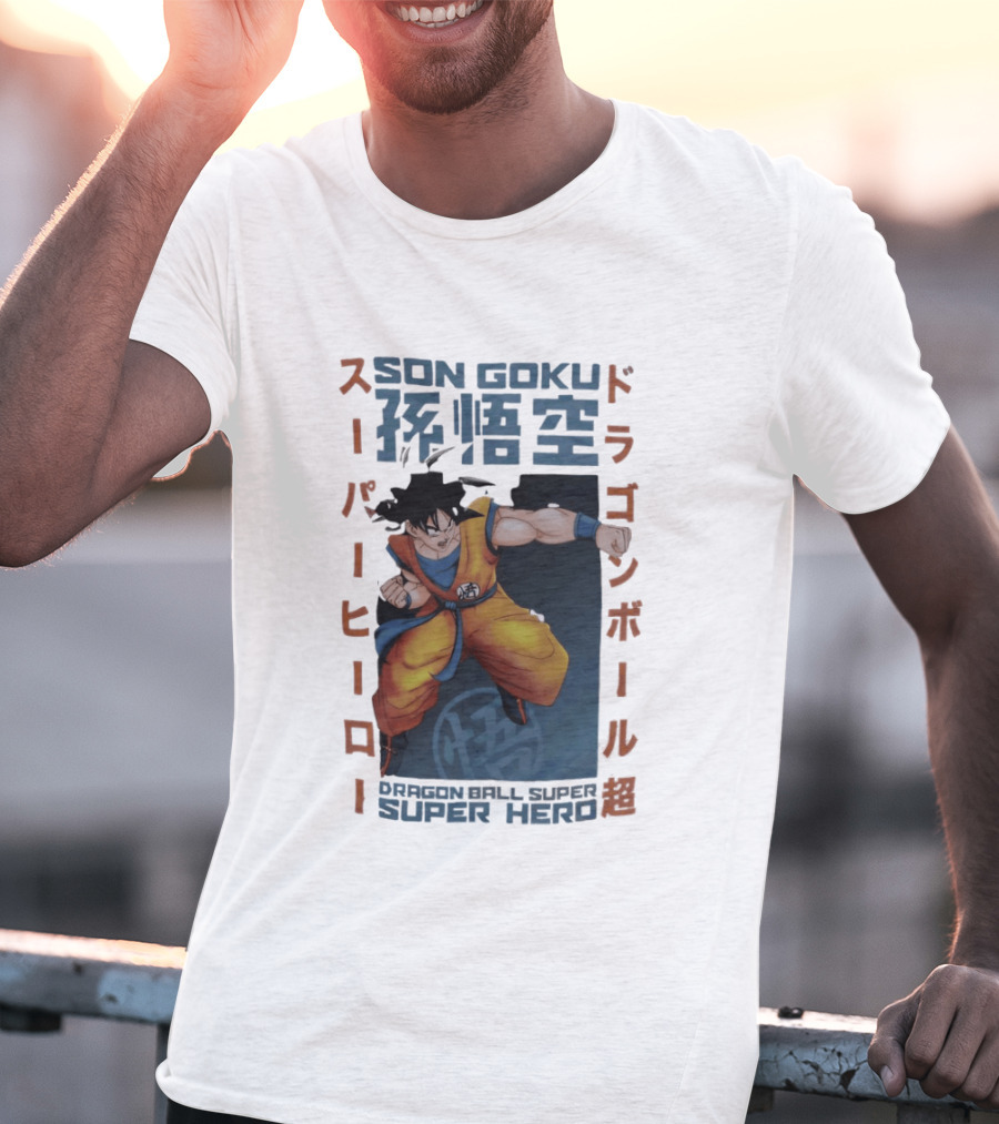 Son Goku Dragon Ball Super Hero Japanese Text Anime T-Shirt