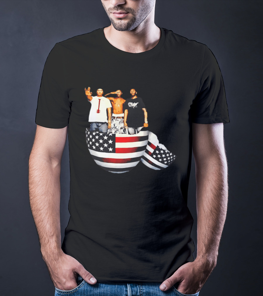 Pharrell Williams Chad Hugo Shae Haley USA Flag Egg Superimposed Image T-Shirt