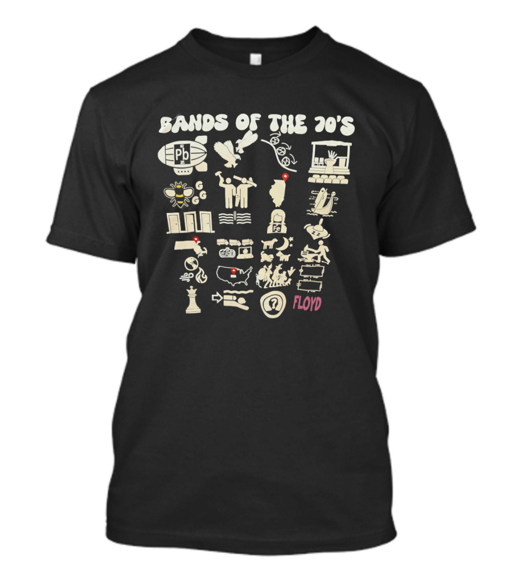 Bands Of The 70's Icons And Floyd T-Shirt