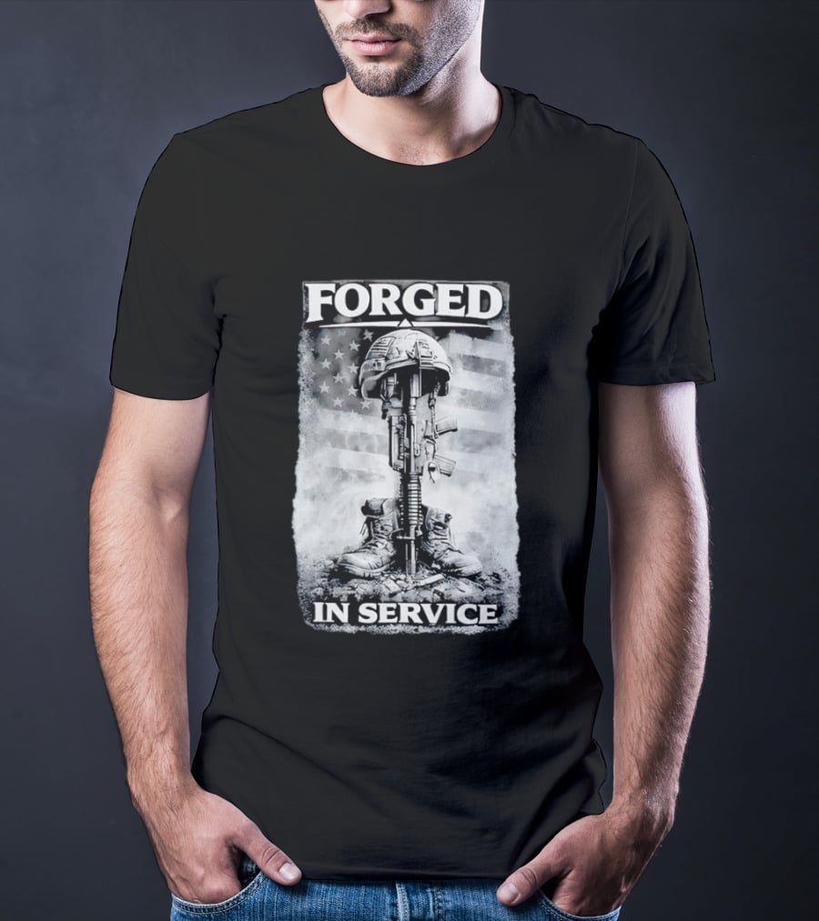 Forged In Service USA American Flag Military T-Shirt
