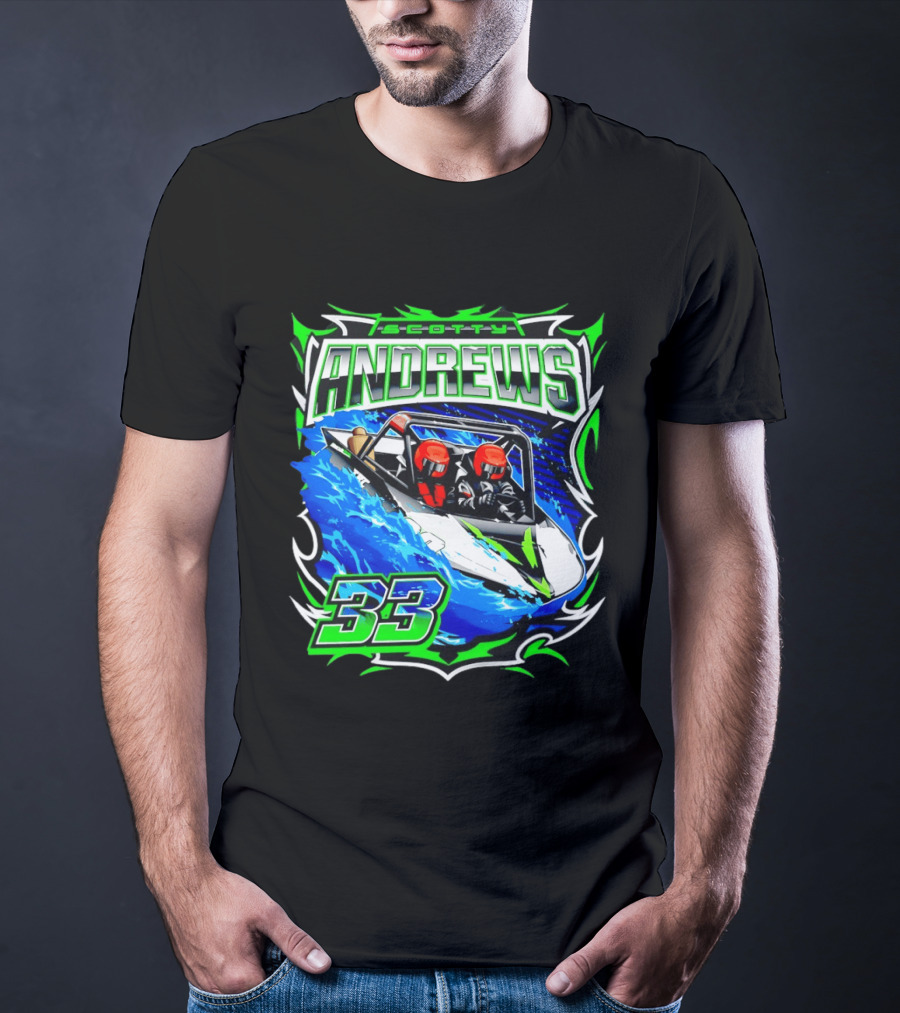 Scotty Andrews 33 Racing Driver Hydroplane Speedboat Adventure T-Shirt
