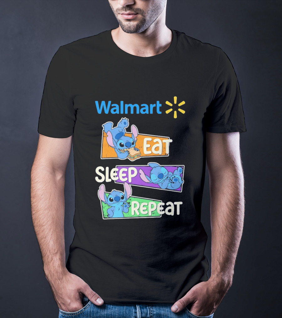 Walmart Stitch Eat Sleep Repeat T-Shirt