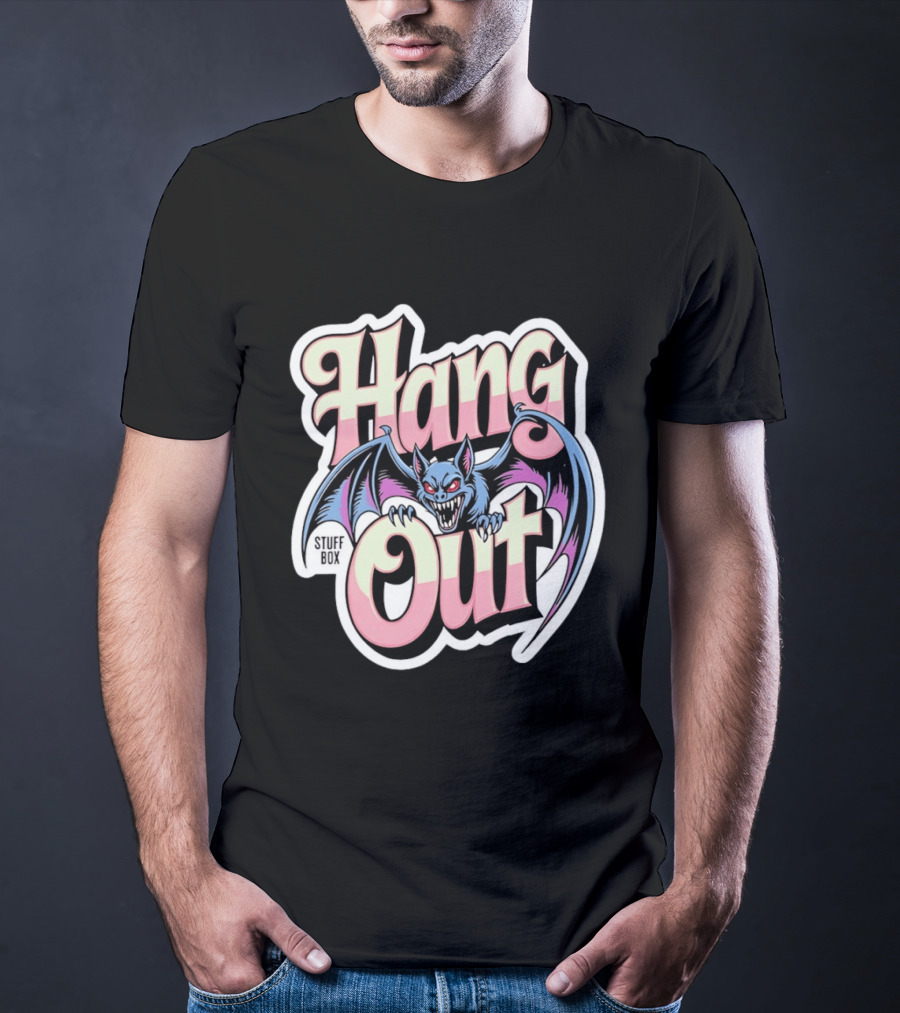 Stuff Box Hang Out Bat Creepy Cartoon T-Shirt