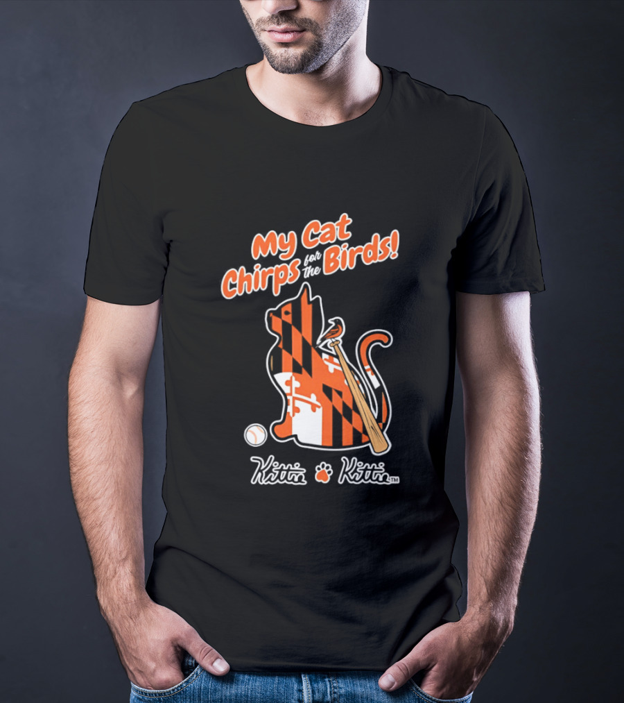 Kittie My Cat Chirps For The Birds Baseball Bat And Ball T-Shirt