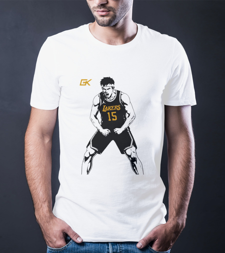 Austin Reaves 15 Lakers Cartoon Basketball Pose T-Shirt