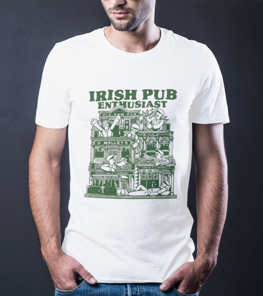 Irish Pub Enthusiast Traditional Architecture Menswear T-Shirt