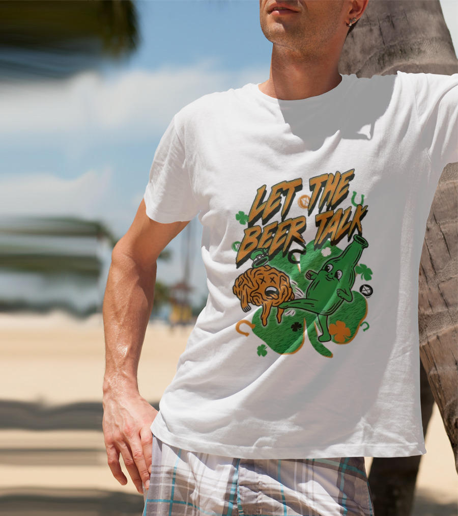 Let The Beer Talk St. Patrick's Day Brain Shamrock Bottle T-Shirt