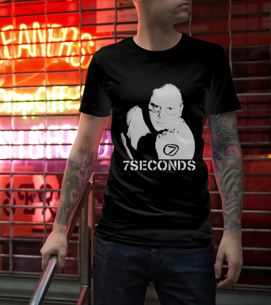 7 Seconds Society SBG White Text Fighter Pose T-Shirt