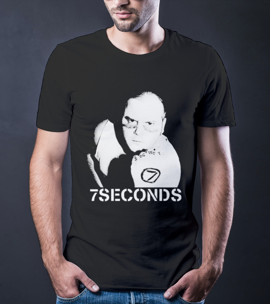 7 Seconds Society SBG White Text Fighter Pose T-Shirt